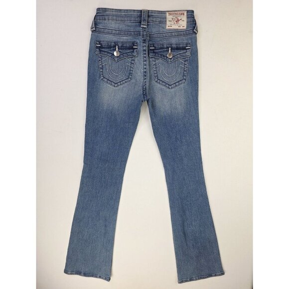 True Religion Size 27X34 Womens Becca Mid Rise Bootcut Blue Denim 5 Pocket Jeans - Picture 1 of 12